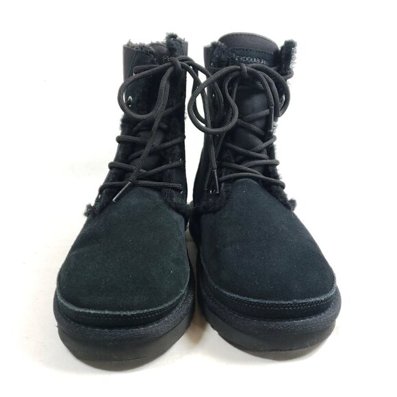 Koolaburra By UGG Womens Size 6 Black Suede Faux Fur Lace-Up Ankle Boots - Picture 6 of 9